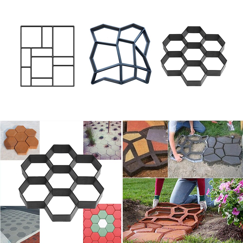 Manualmente pavimentación de ladrillos de cemento de hormigón moldes de plástico DIY molde para construir pavimentos jardín aceras Camino de piedras molde decoración de jardín