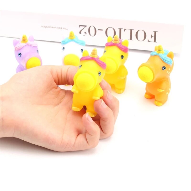 Juguetes creativos de unicornio para niños, catapulta, bola giratoria, orificios de descompresión, bolas para apretar, Juguetes Divertidos
