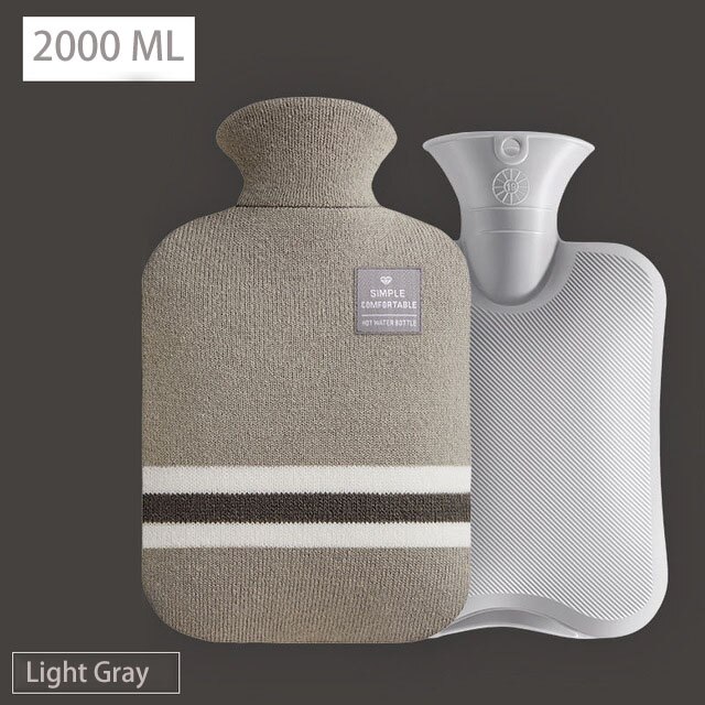 Water Vullen -Water Zak Voor Vrouwelijke Warme Buik Handen En Voeten Warm Water Zak Fles Warm Water zak Houden Op Handwarmer: Light Gray 2000ml