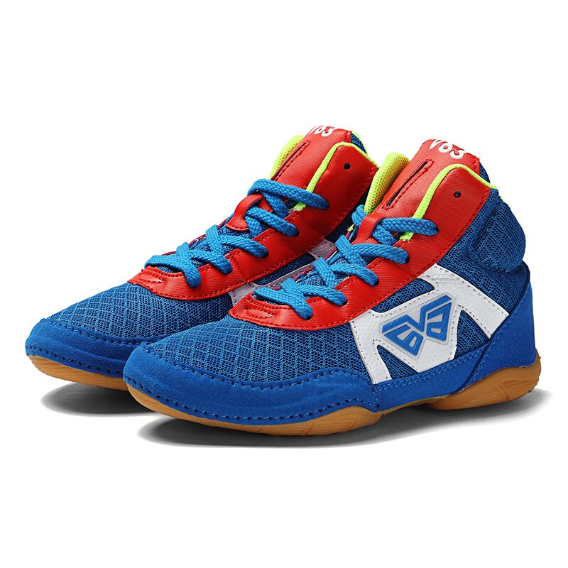 Wrestling Shoes for Kids Training Shoes Non Slip Sneakers Boxing Shoes Children Lightweight Boxing Training Boot D0879: Blue / 3.5