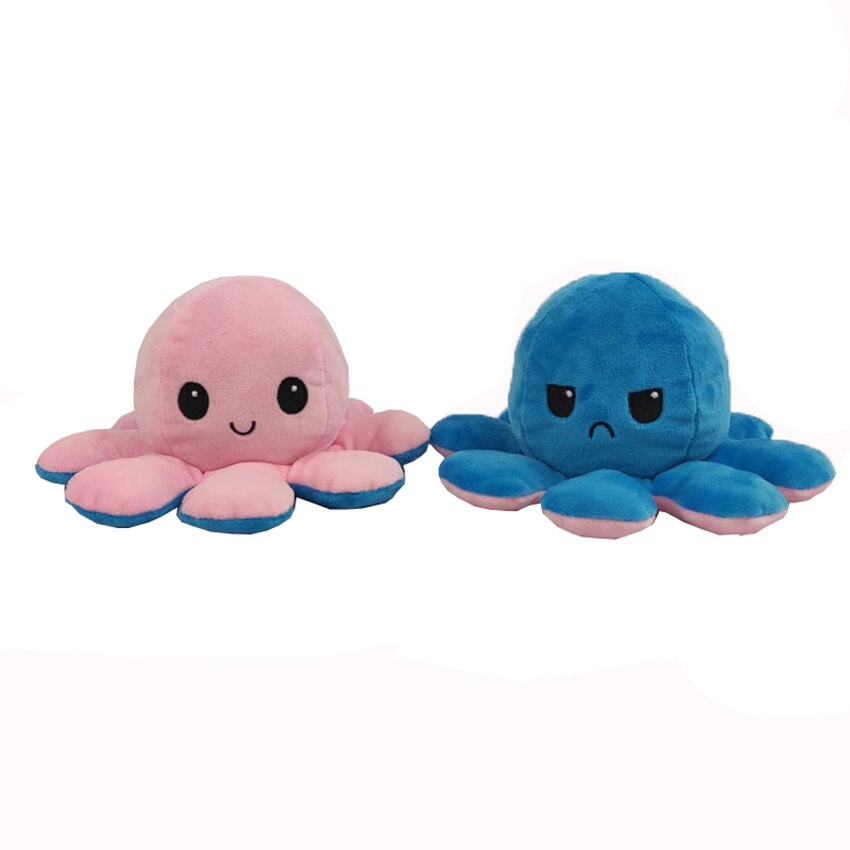 Double Sided Stuffed Flip Octopus Plush Doll Soft Simulation Plush Toy Color Doll Filled Plush Child Toy: Light pink blue