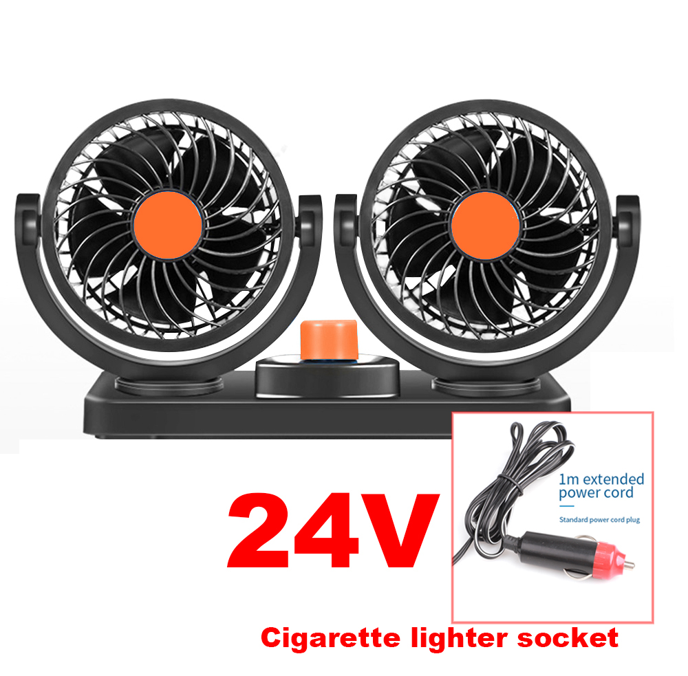 12V/24V Mini Electric Car Fan Low Noise Summer Car Air Conditioner 360 Degree Rotating Cooling Fan car Cooler ventilador 12v: Double 24V