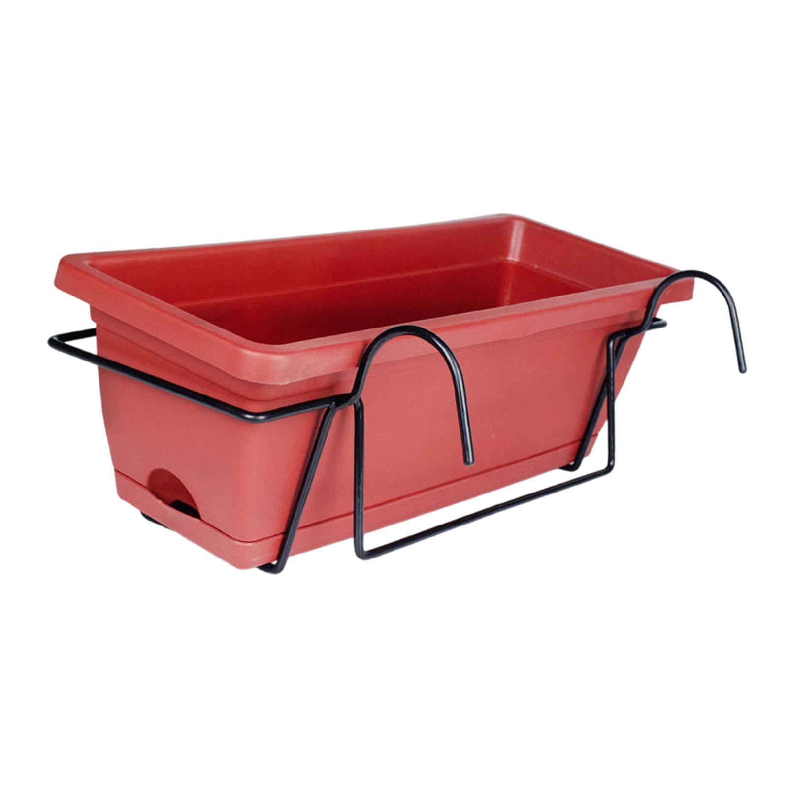 Balcony Railing Planter Flower Pot with Tray Rack Vegetable Planting Pot Plant Basket Window Box for Yard Farmhouse Outdoor