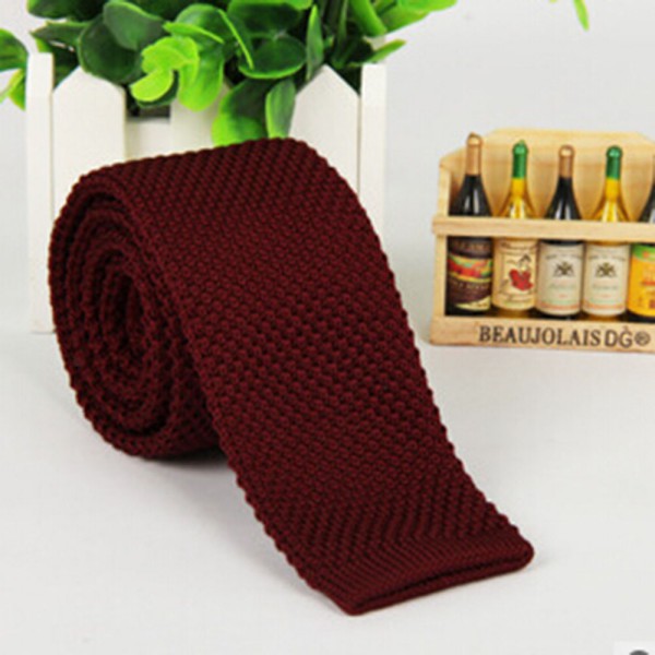Men\'s Solid Tie Knit Knitted Tie Plain Necktie Narrow Slim Skinny Woven Tie: H