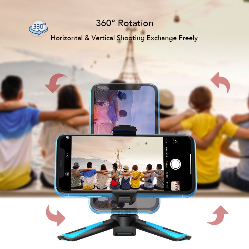 APEXEL 360 Rotation Camera Tripod Portable Stretch Handheld Tripod With Bluetooth Mobile Phone Clip For Gopro xiaomi iPhone