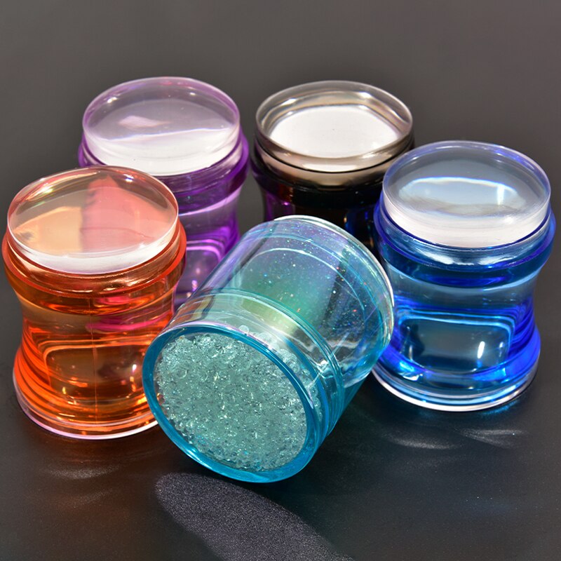 1,57 in Nagel Stamper Schaber Kit Nagel Stempel Schaber Werkzeug Polnischen Drucken Vorlage Runde Kopf Klar Silikon Stamper YZ27