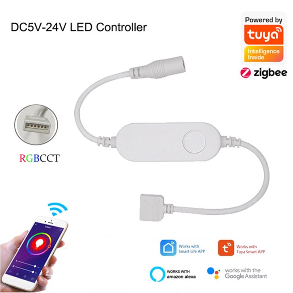Tuya zigbee-lichtleisten-controller, led-lichtleisten-controller, rgb-  dc 5-24v- lampen-streifen-dimmer: Rgbcct