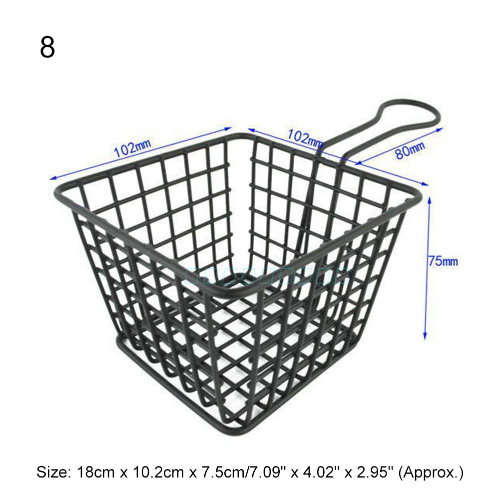 French Fries Basket Stainless Steel Food Storage Rack Snack Icing French Fry Containers Tin Pails Wedding Birthday Party Favors: 8