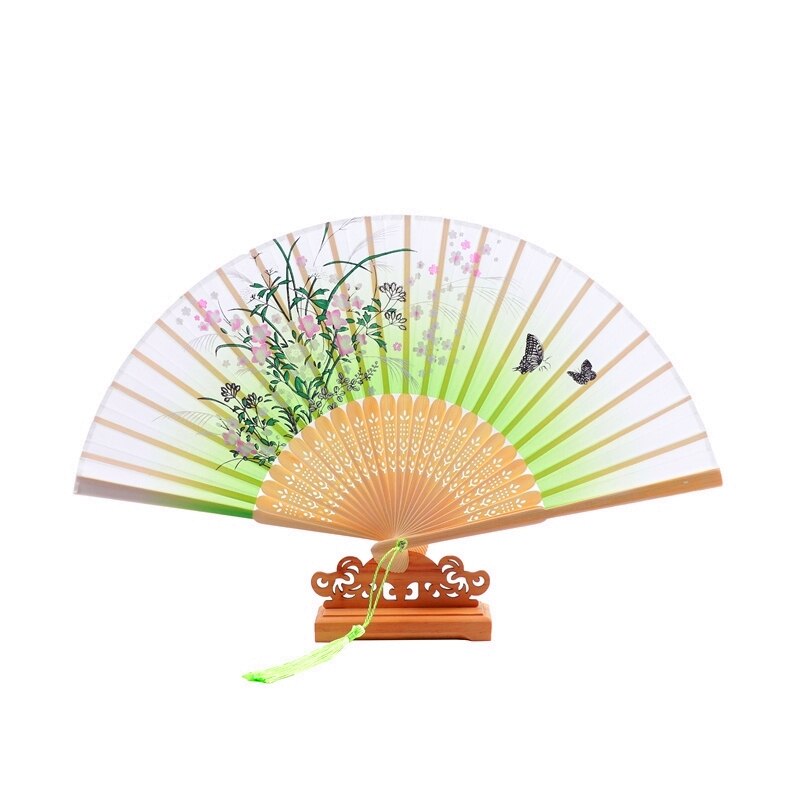 Mini Hand Ventilator Draagbare Zijde Vouwen Fan Chinese Vintage Stijl Home Decoratie Ornamenten Ambachten Bruiloft Dans Accessoires: 3