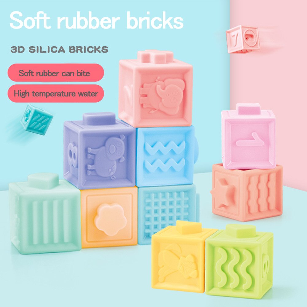 10PCS baby rubber soft speelgoed 3D zintuiglijke handbal dier digitale baby onderwijs bijtring squeeze speelgoed bad bal