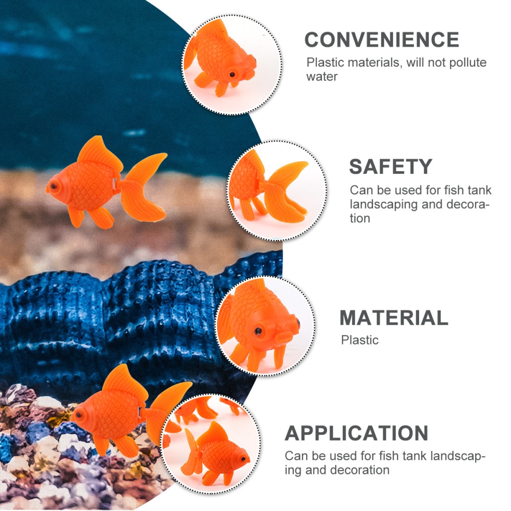 10 PCS Artificial Goldfish Realistic Floating Artificial Gold Fish Tropical Fish Model for Aquarium