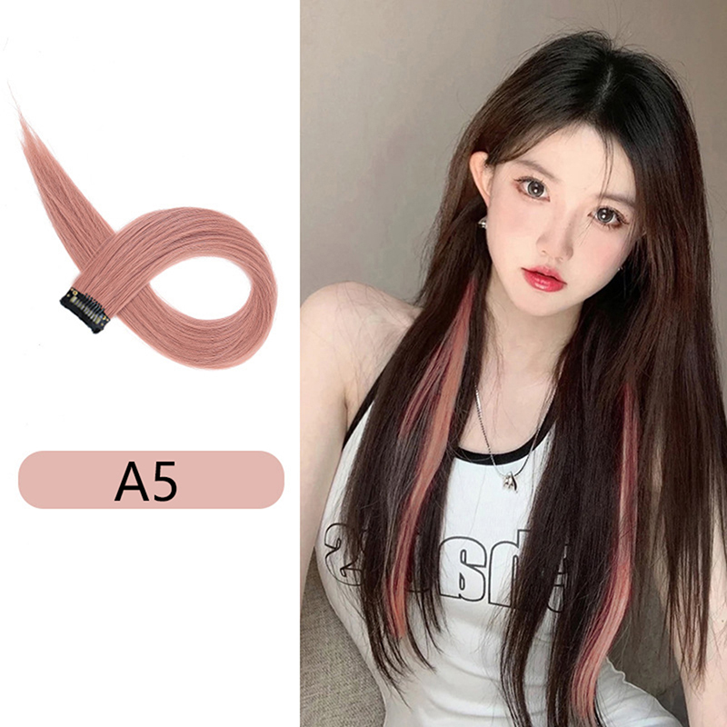 Clipe De Extensão Do Cabelo No Hairpiece, Long Straight Hanging Ear Wig, Extensões Sintéticas Acessórios, 60cm
