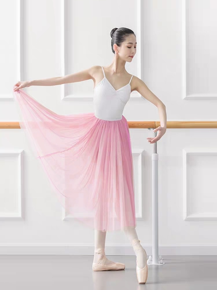 78cm Long Ballet Skirt Pink Red White Black Adult Ballerina Swan Lake Dance Elastic Waist Single Layer See Through Tulle Skirts
