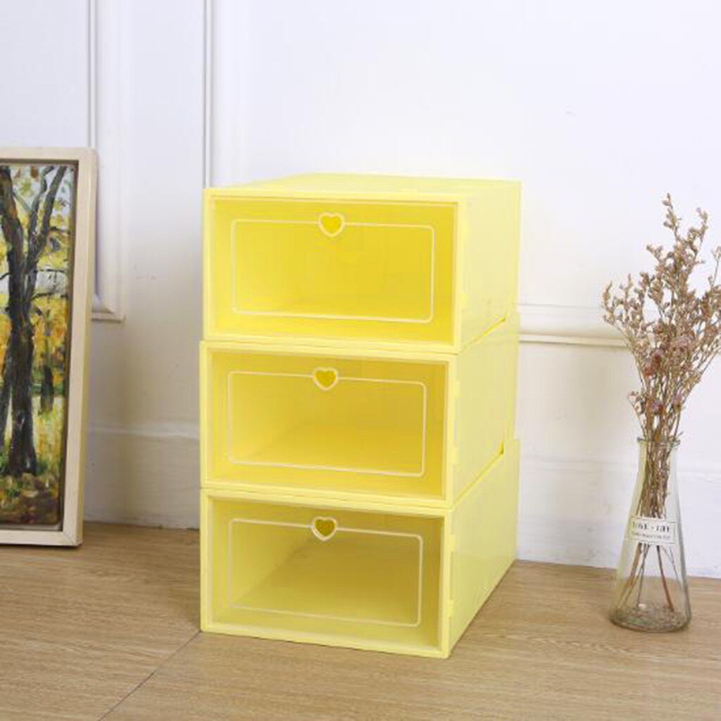 D 1PC Transparent Shoe Box Storage Shoe boxes thickened Dustproof Shoes Organizer Box combination shoe cabinet S/L size
