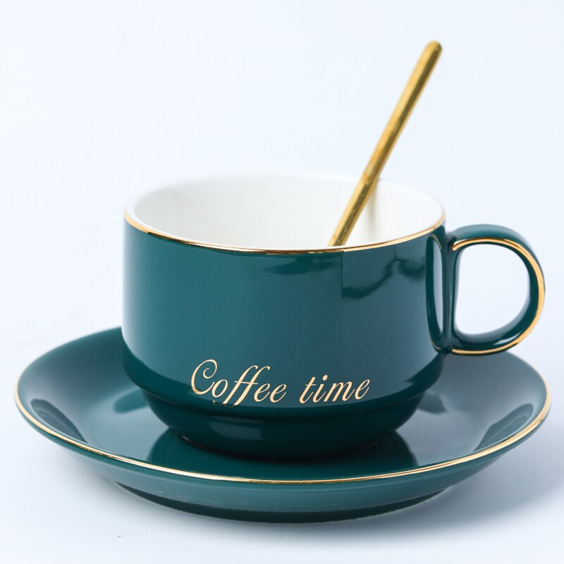 Nordiska kaffekoppset guldkant te kopp och fat porslin kaffemuggar te set tazas de ceramica mate koppar  ac50bd: Stil 8