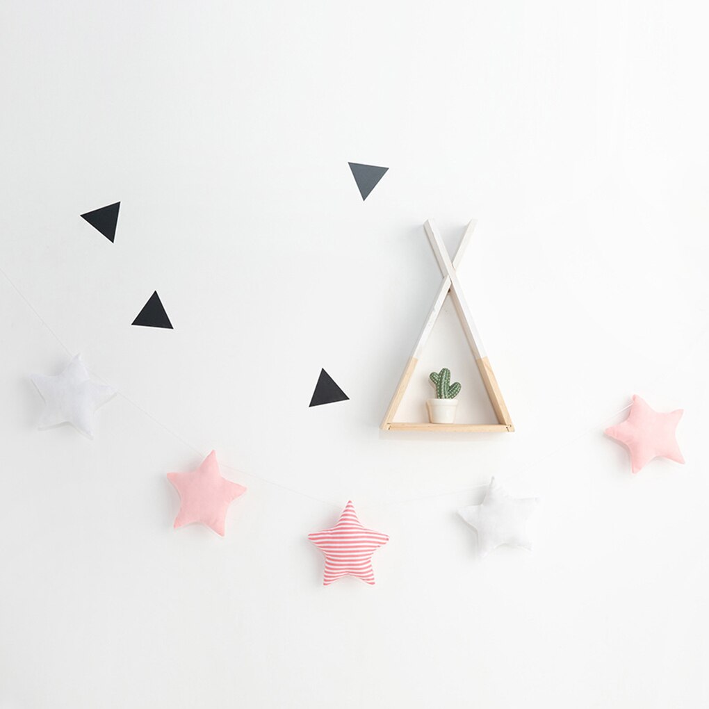 Tira de decoración de estrella colgante para pared de niños, cartel de pared del dormitorio, cuerda de algodón, adorno de estrellas