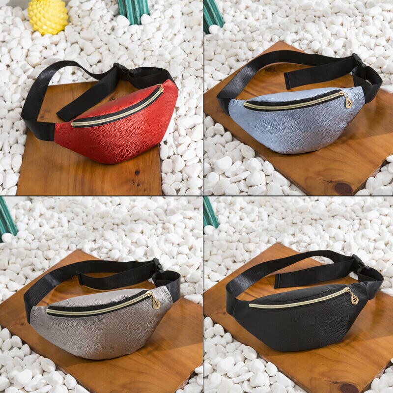 Vanntett midje fanny pack belte bag veske reise sport hip veske menn kvinner rygg dame pu ensfarget midje pakker