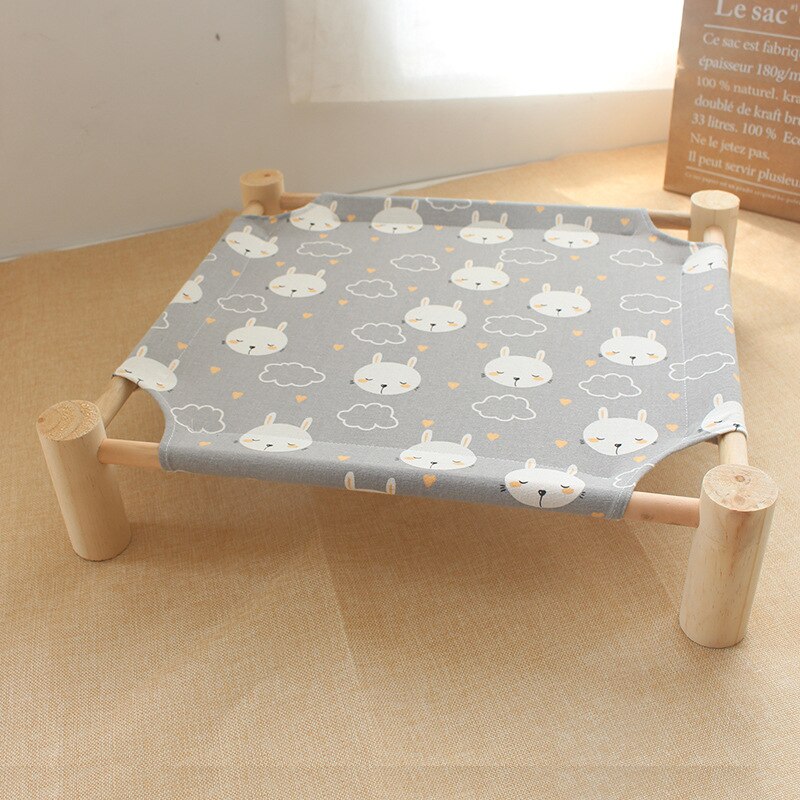 Elevated Cat Bed House Cat Hammocks Comfortable Kitten Puppy Cushion Mat Wood Canvas Cat Lounge Bed Summer Pet Sleeping Supplies: 12
