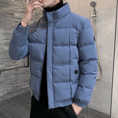 HAWAIFISH acolchada-Chaqueta de algodón para hombre, Parka de estilo coreano, ropa de para invierno, novedad de 2022: Azul / XL