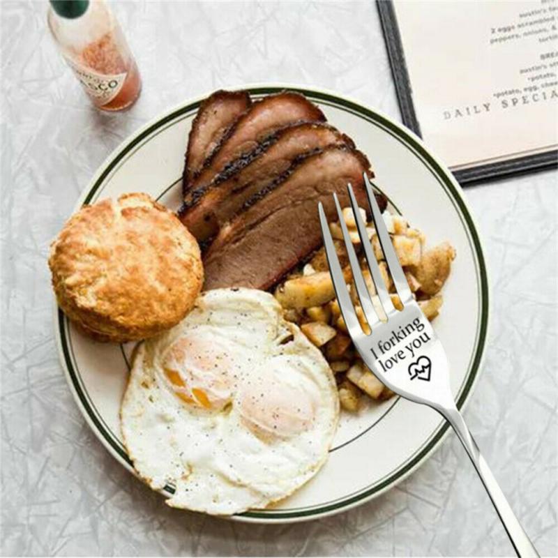Fork With Blessing Words Stainless Steel Blessings Fork For Relatives Tableware Funny Engraved Fork For Boyfriend