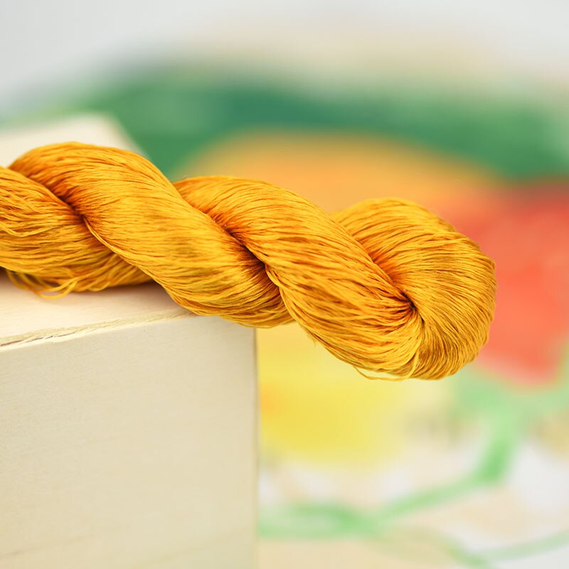 1 väri 400m suzhou kirjonta 100%  luonnonsilkki brodeerattu lanka silkki tee itse silkkinen kirkas värilinja oranssinruskea: 5