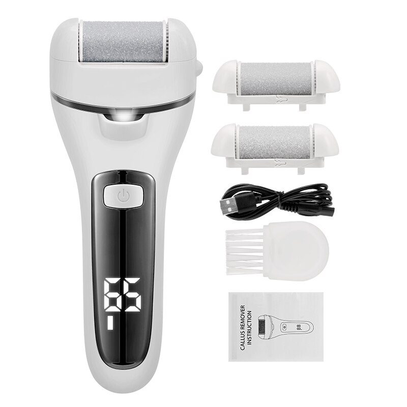 Rechargeable Foot Callus Remover Waterproof Hard Skin Remover Foot Removing Dead Skin Foot Files Electric Foot Callus Remover: Light Grey