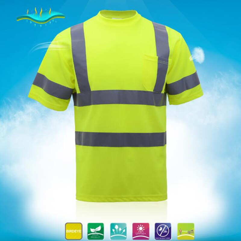 High visibility work T-shirt breathable reflective mining safety shirt hygroscopic and sweat releasing