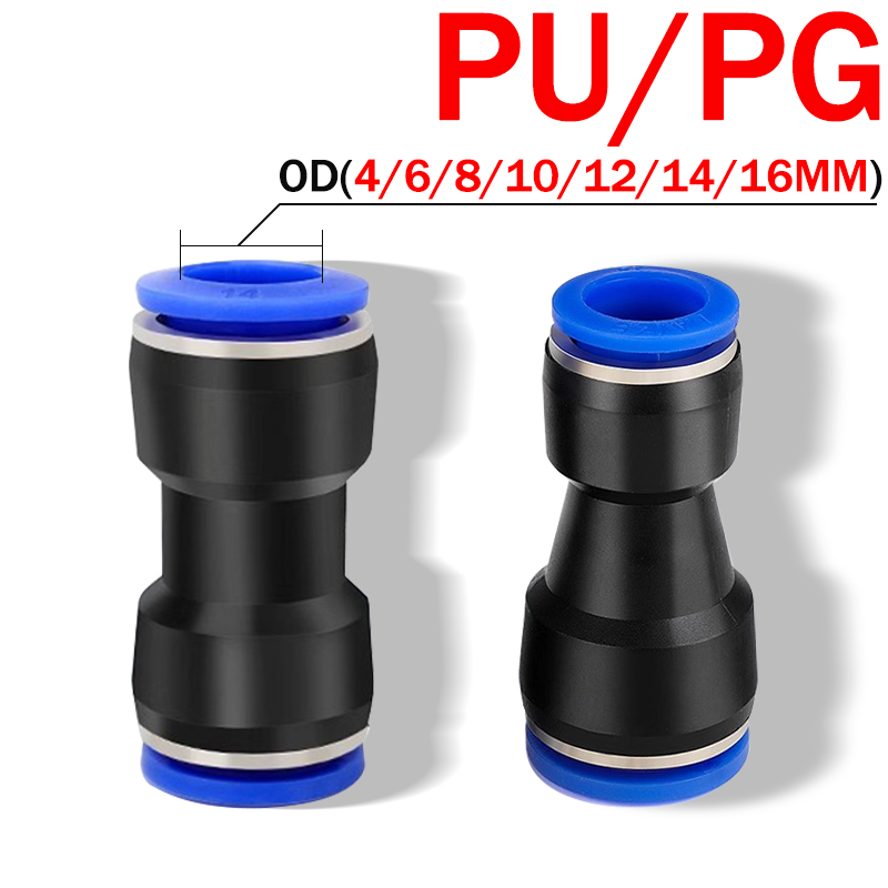 10 st pneumatiska kopplingar snabbluftkoppling slangkoppling plast pu  pg 4mm 6mm 8mm 10mm 12mm tryck in i rörplugg