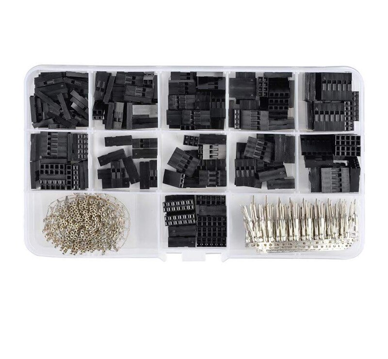 Iwiss tang terminal krimptang set sn -28b krimptang 28-18 awg met 620 stuks 2.54mm mannelijke vrouwelijke pin connector draadbehuizingsset: 620 stuks