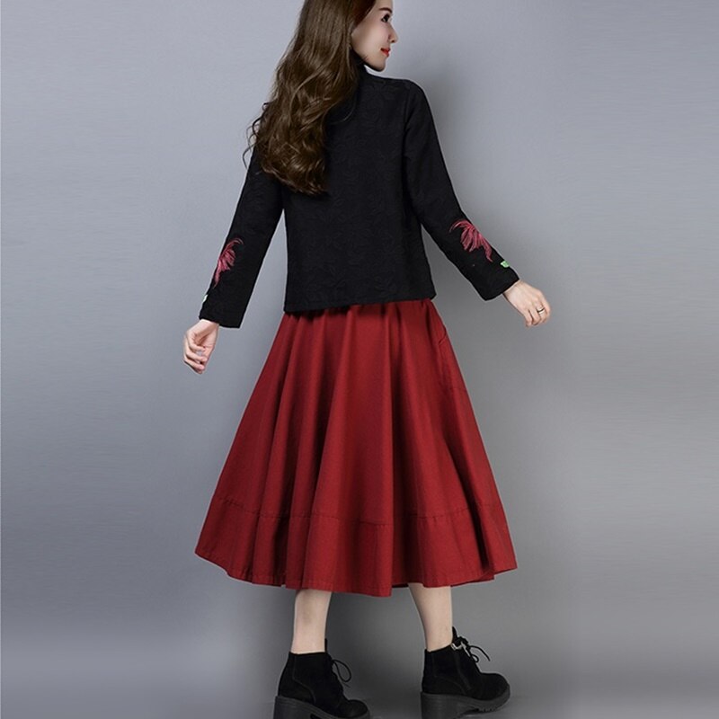 Cheongsam de estilo chino para mujer, Top con cuello mandarín, Tops y blusas para mujer, traje Oriental bordado, chaqueta 11790