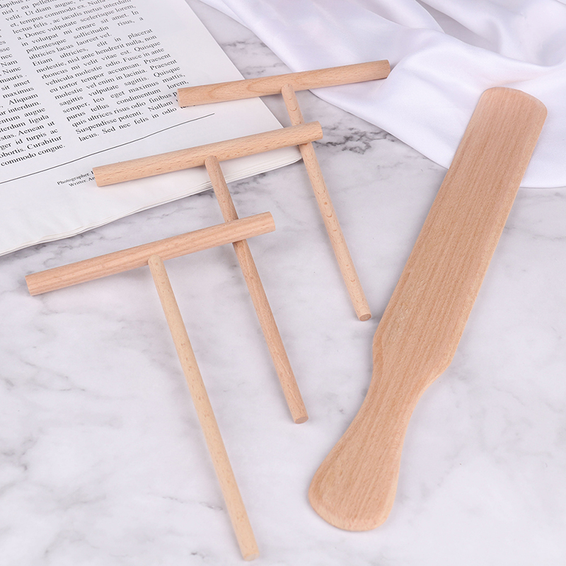 4pcs Pancake Cooking Utensils Wooden Crepe Spreader and Spatula Tortilla Rake Batter Spreading Tools