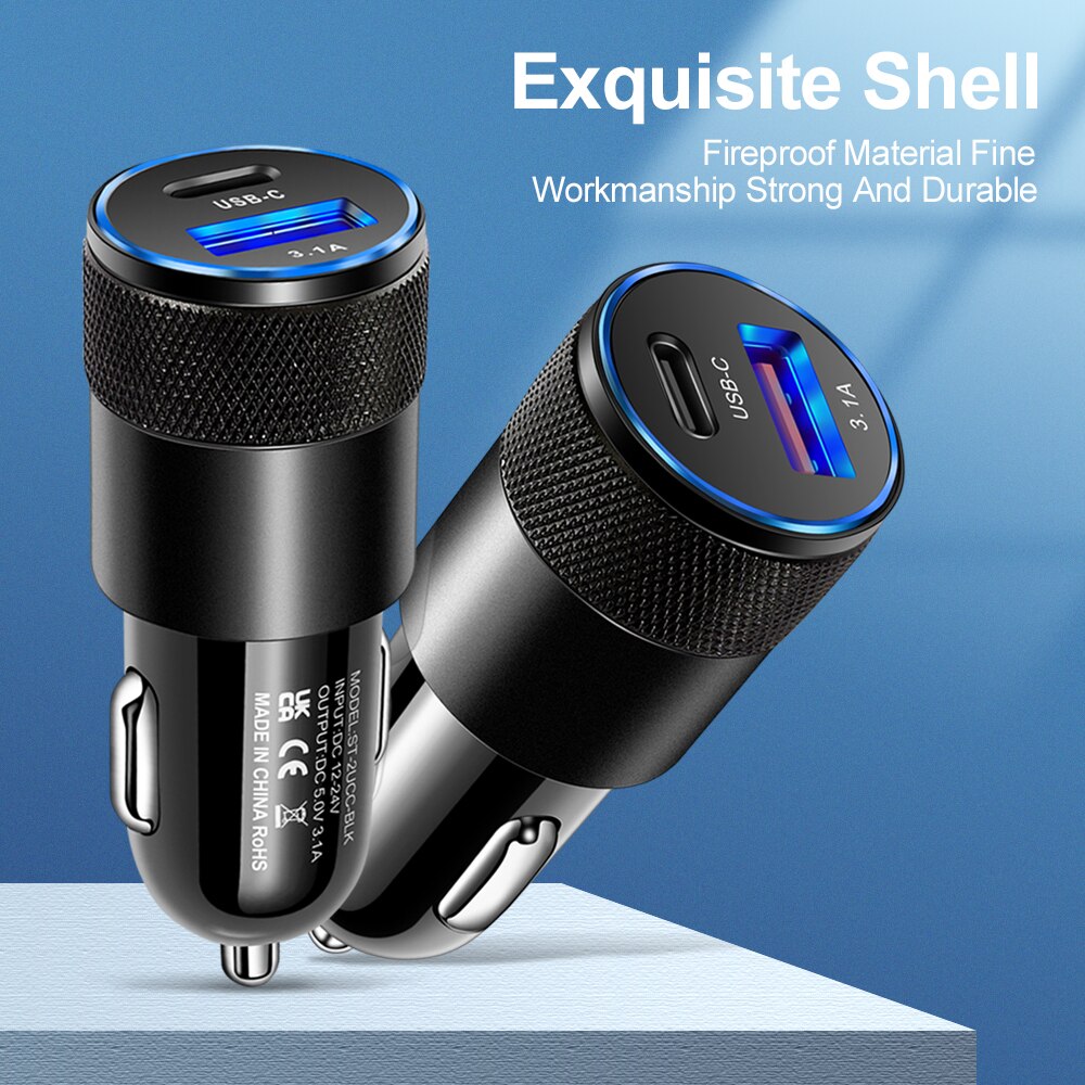 Fast Charging Car USB Charger For Xiaomi redmi note 10 pro Quick Charge 3.0 Type C PD Car Charger Mobile Phone Charge in Car