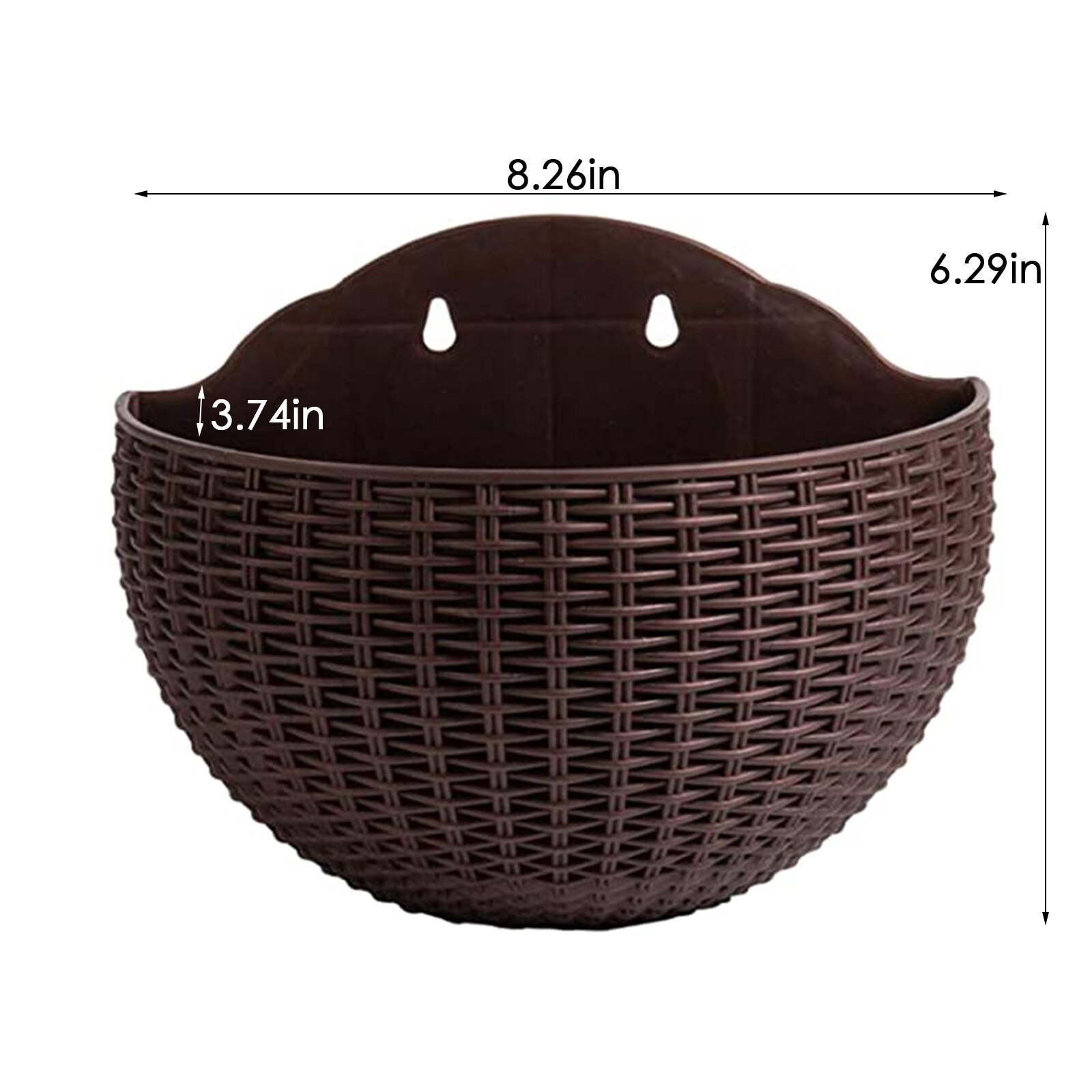 Pot de fleurs demi-rond suspendu au mur en rotin Imitation, jardinière murale semi-circulaire, balcon, panier suspendu d&#39;extérieur pour la maison