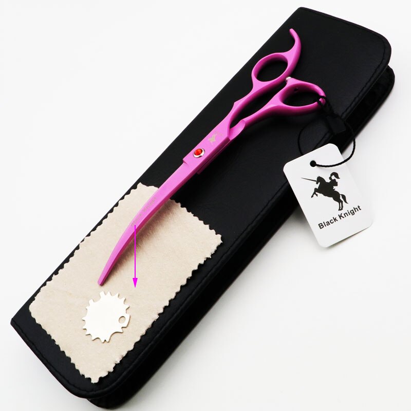 Tijeras de aseo para perros de 7 pulgadas, tijeras para cortar pelo recto y hacia arriba y hacia abajo, tijeras rosas para mascotas: Downward add case