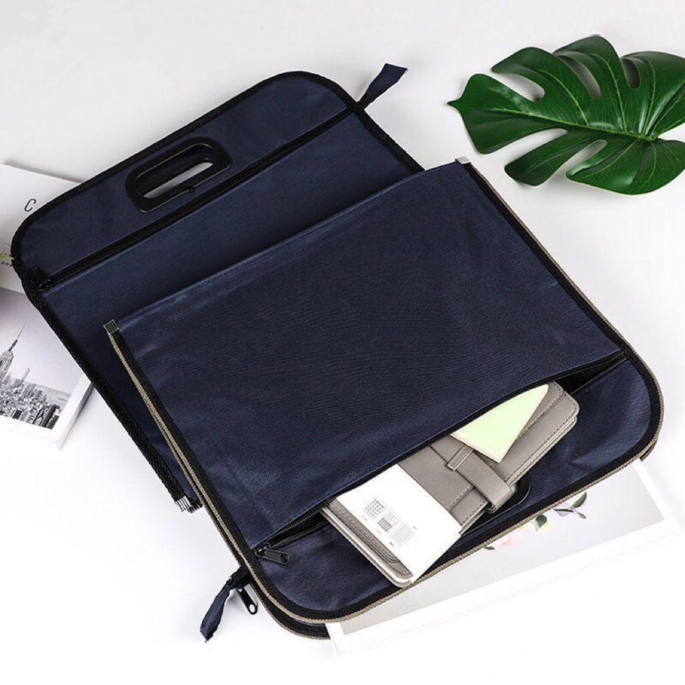 Bolsa de mão à prova d'água para armazenamento de material de escritório, bolsa de informações, bolsa de arquivo de lona, bolsa de documentos, bolsa de conferência