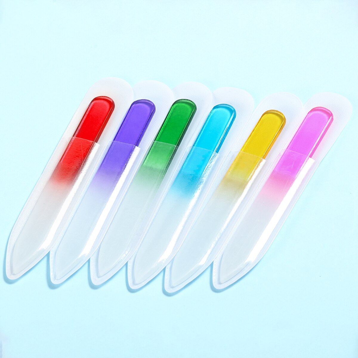 6 Stks/set 9Cm Glas Nagelvijl Willekeurige Kleur Crystal Polijsten Bestand Nail Art Manicure File Voor Vrouwen Meisje Make up Tool