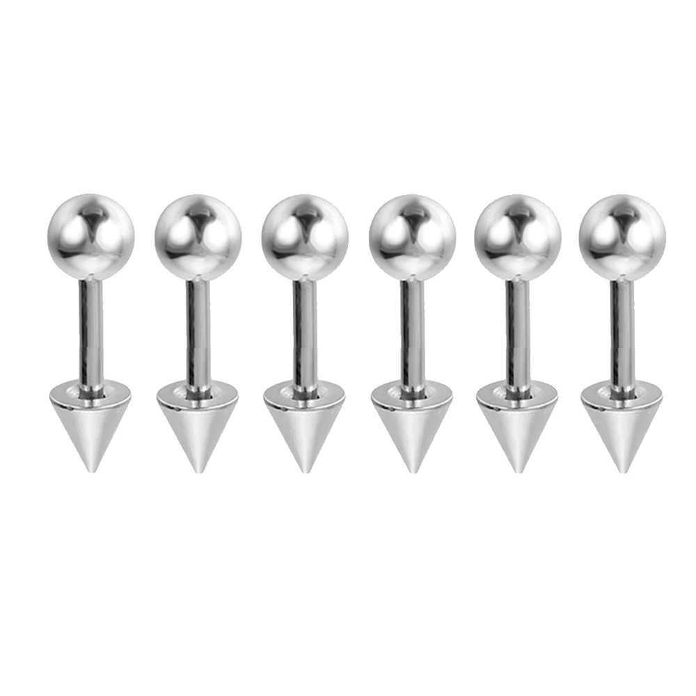 6 Teile/satz 16G Edelstahl Ohrstecker 3/4/5mm Kugel & Kegel Schrauben Ohrringe Ohr Knochen Nagel durchbohren Körperschmuck: verrotten / Hellgelb Gold Farbe