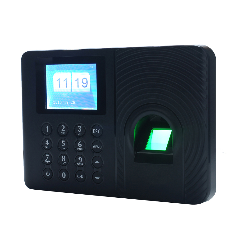 Biometrisk fingeraftryk adgangskode fremmøde maskine medarbejder check-in optager 2.4 "tft lcd skærm  dc 5v tid fremmøde ur