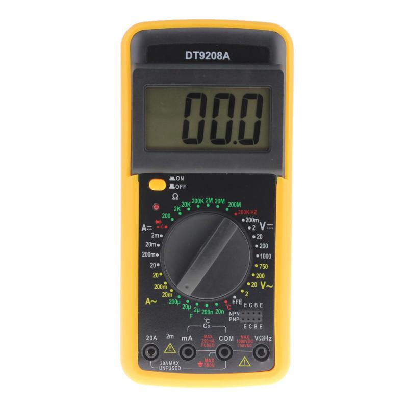 DT9208A LCD Digital Multimeter Electric Handheld Ammeter Voltmeter Resistance Capacitance Tester AC DC