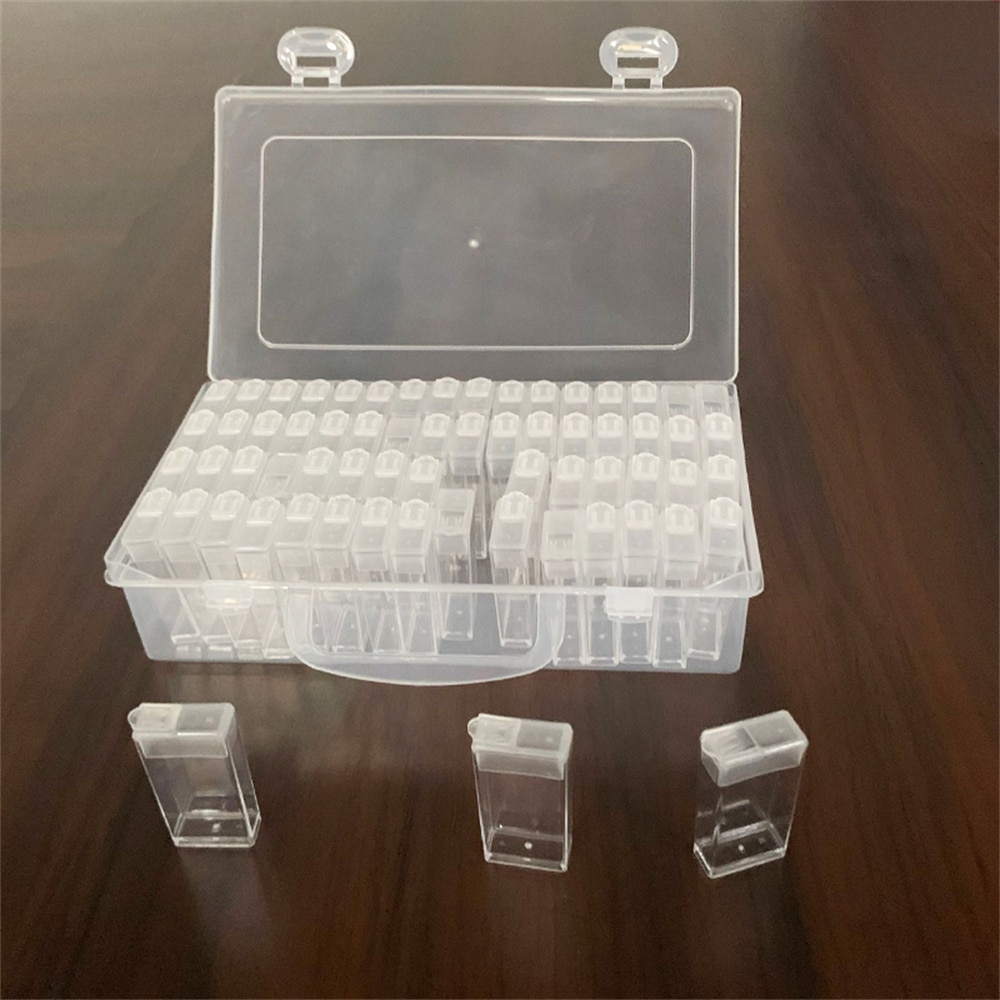 Caja de celosía 5D para manualidades, accesorios de herramientas de pintura de diamantes, Kits de contenedores de cuentas, organizador de almacenamiento, caja de partículas pequeñas, para el hogar, 64 Uds.