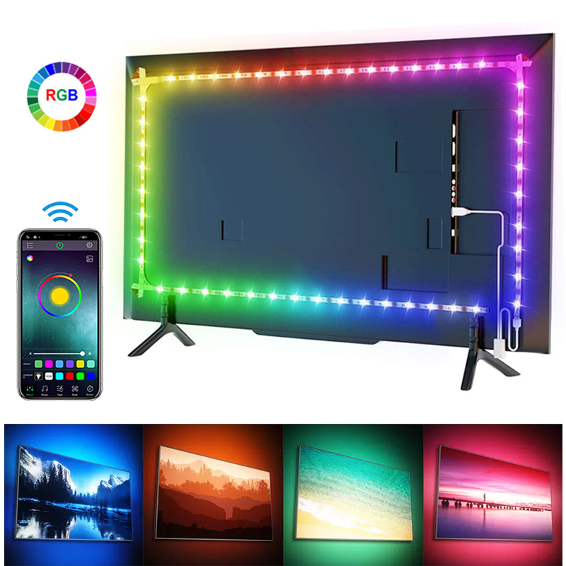 Rgb 5050 led strip lys bluetooth app kontrol 5v usb led tape fleksibelt bånd diode tape til tv baggrundsbelysning værelse dekoration