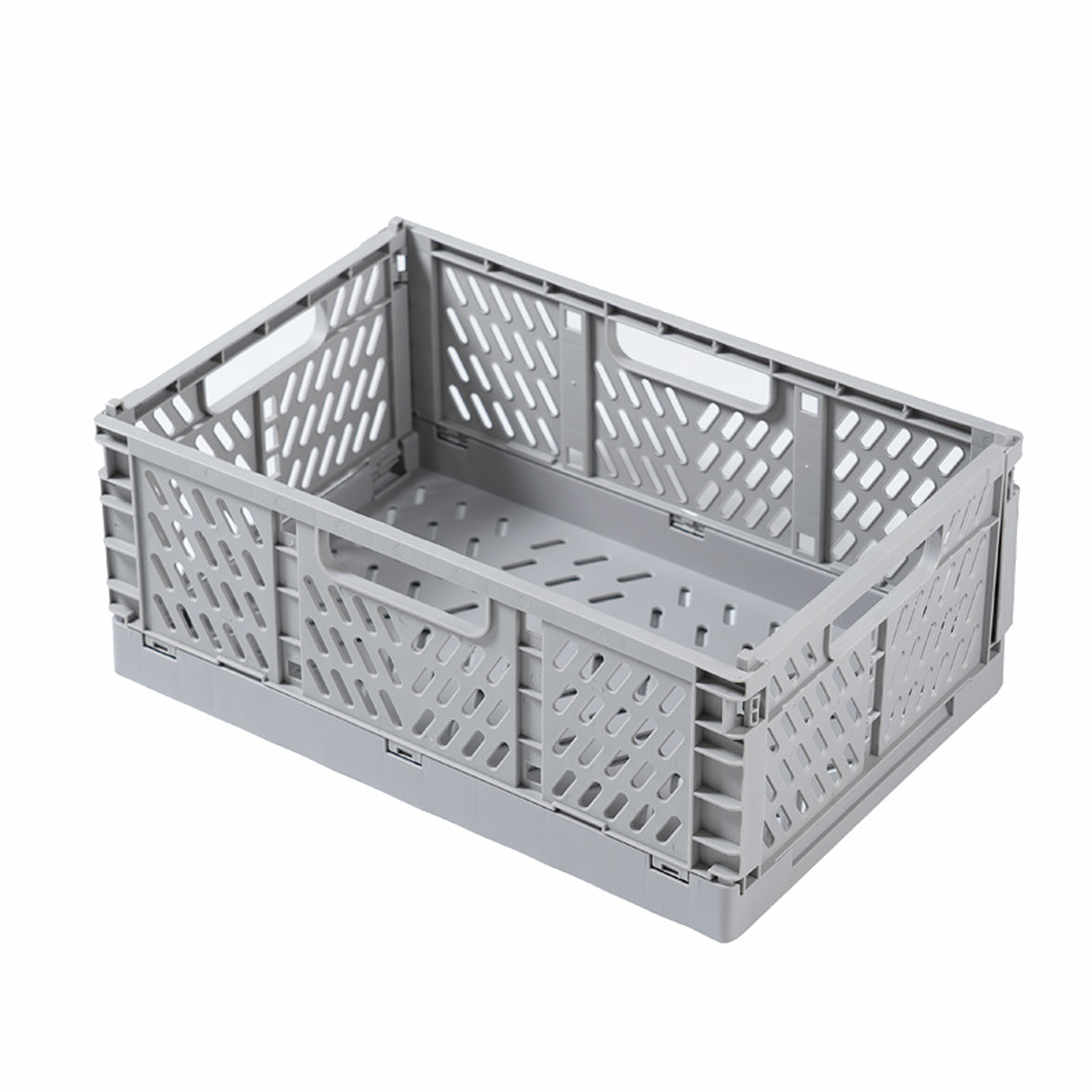 1Pcs Plastic Foldable Storage Crate Folding Basket Portable Stackable Makeup Jewellery Toys Boxes for Storage Box Organizer: XL / Light Grey