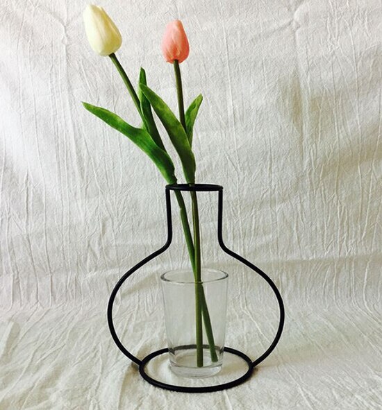 Retro järnlinje bord metall blommor vas solid växthållare moderna nordiska stilar minimalism heminredning järnbord blomvas: B