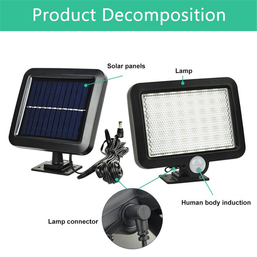 56 led solar light split panel dimmable mode solar lamp garden yard door garage patio lantern security deck fence decor outdoor