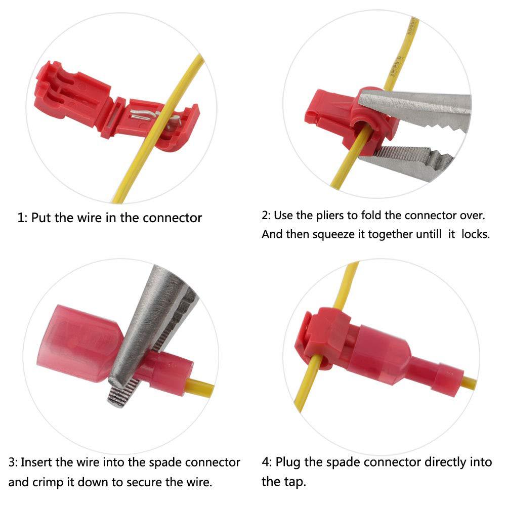 Conectores de cable eléctrico de empalme rápido tipo T Scotch Lock, macho y hembra surtido aisladas de terminales, Kits de engarce, 120 Uds.