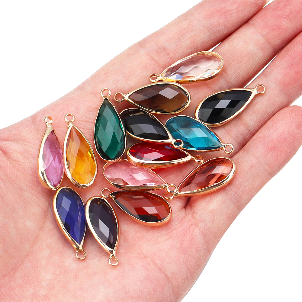 Breloques pendentif en verre de cristal en forme de larme, 5 pièces/lot, pour Couples, Bracelet, boucles d'oreilles, fournitures de fabrication de bijoux, ornements de collier à faire soi-même
