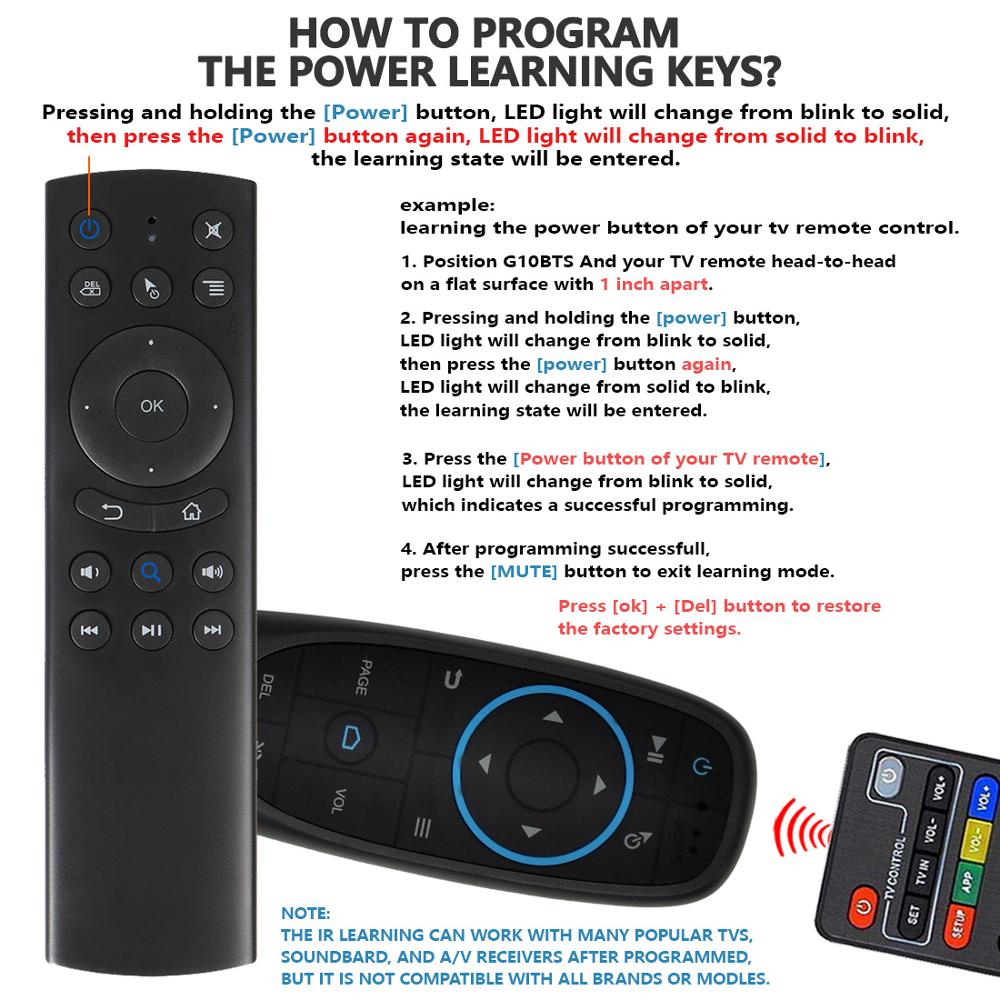 G20BTS Bluetooth 5,0 Air Maus IR Lernen Gyro Smart fernbedienung BLE 5,0 Wireless remote für AM6 PLUS Android TV box vsG50s