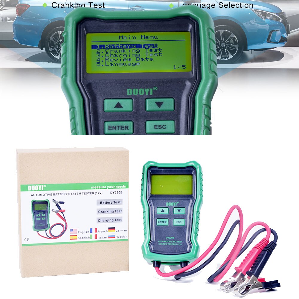 Automobile Digital Battery Tester 12V 100 to 2000CCA Cranking Charging Circut Tester Battery Analyzer 12 Volts Battery Tools: Default Title
