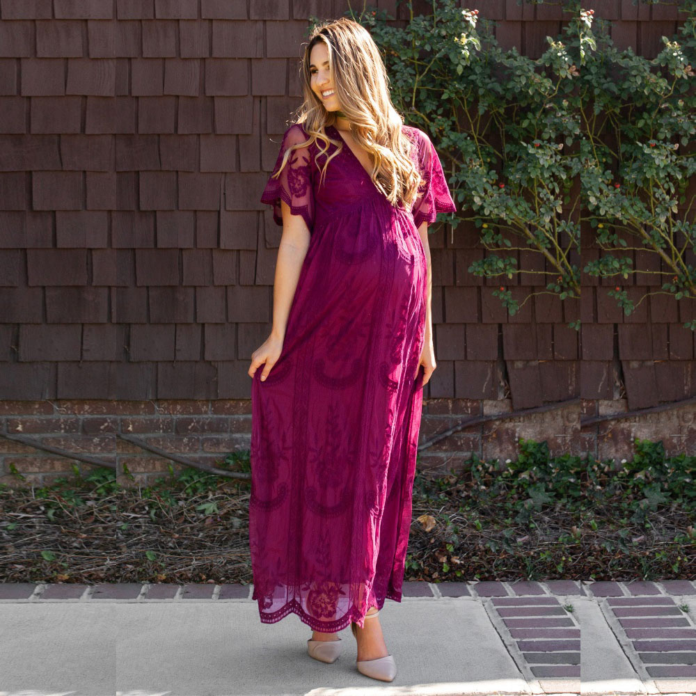 Summer Long Maternity Dresses For Photo Shoot Lace Maternity Photography Props Pregnancy Dresses Photography For Mother Wear