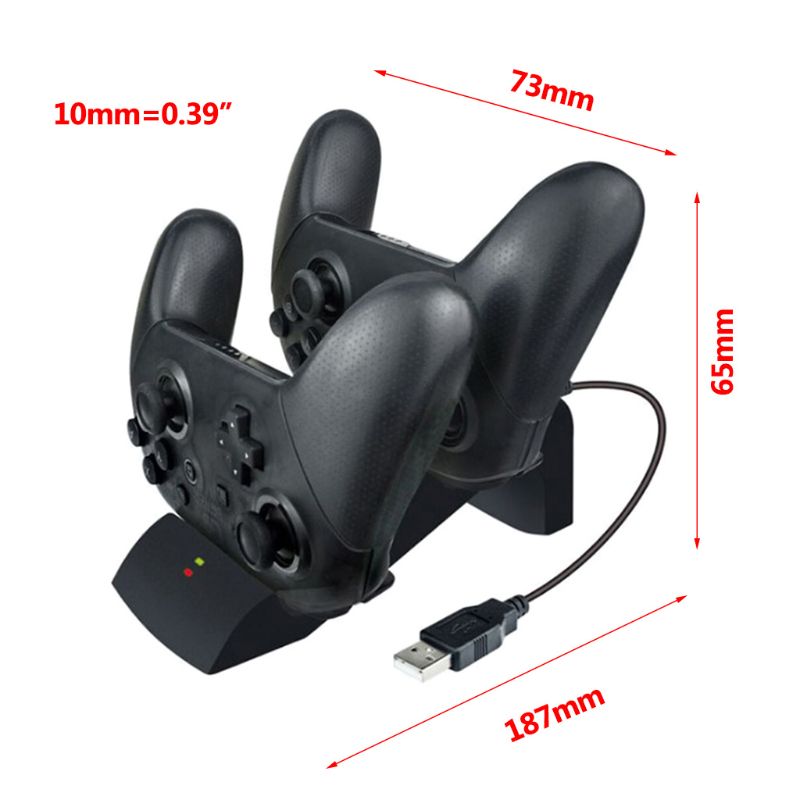 Estación de carga portátil, Joystick rápido, cargador de doble base, controlador de soporte con indicador LED para Switch Pro